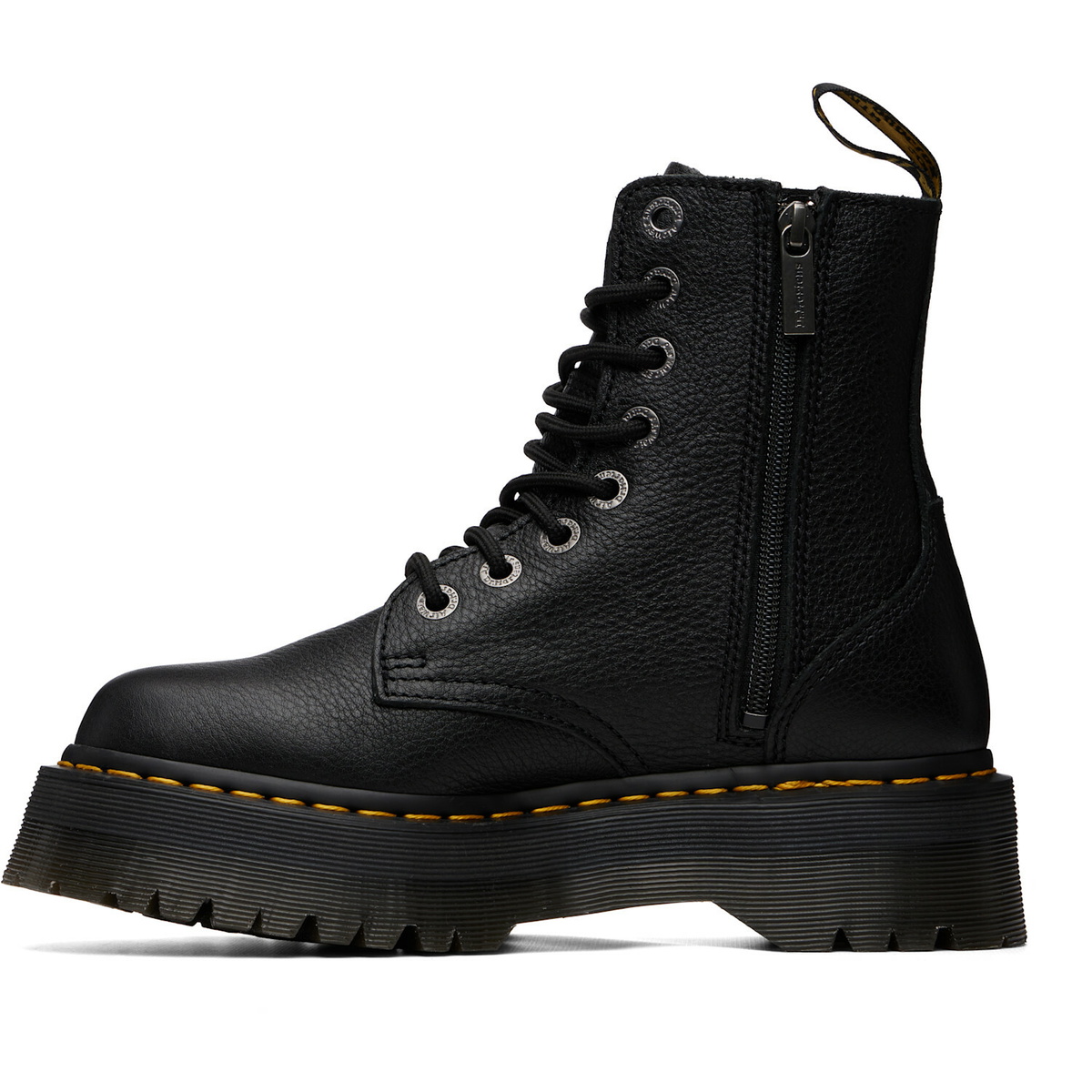 Dr. Martens Black Jadon Pisa Leather Platform Boots