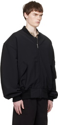 Entire Studios Black Broad Wool Bomber Jacket
