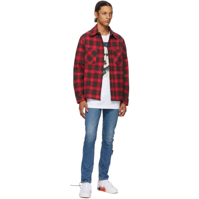 Off-White Red Flannel Stencil Shirt Off-White