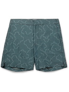 FRESCOBOL CARIOCA - Mid-Length Jacquard Swim Shorts - Green