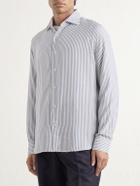 Eleventy - Striped Lyocell and Cotton-Blend Shirt - Gray