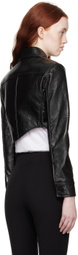 Recto Black Signature Detail Faux-Leather Jacket