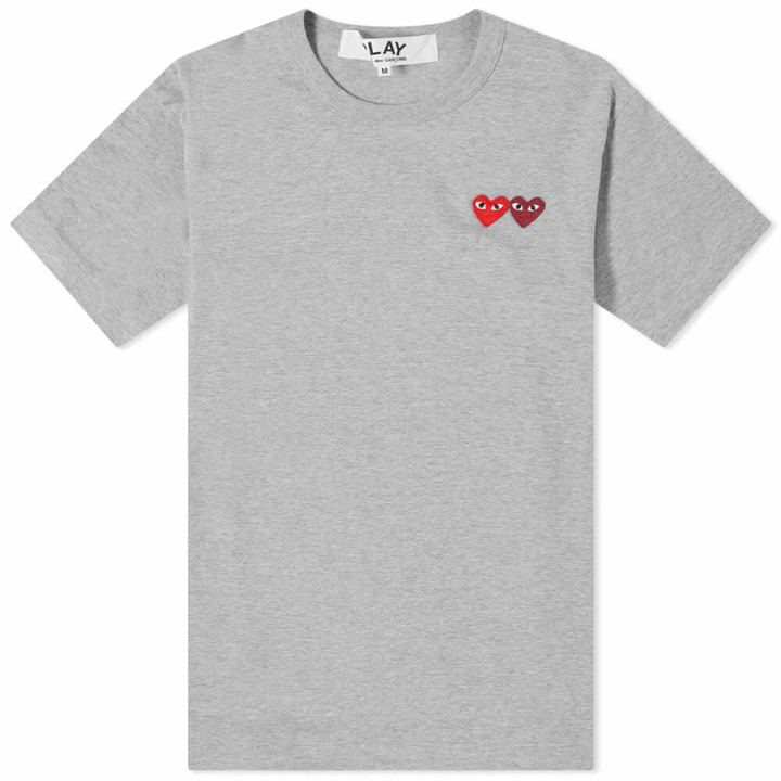 Photo: Comme des Garçons Play Men's Double Heart T-Shirt in Grey