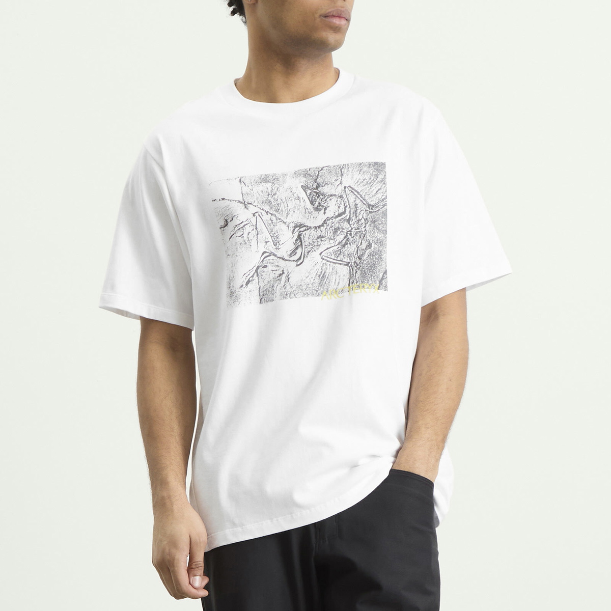 Arc'teryx Men's Kragg Cotton Lithographica T-Shirt in White Light