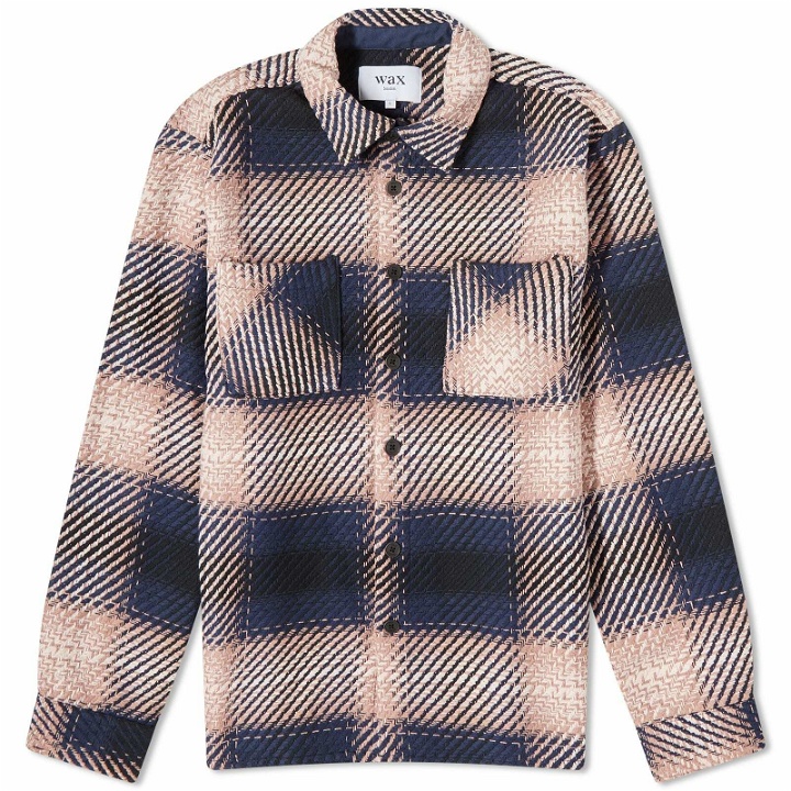 Photo: Wax London Men's Dusk Check Whiting Overshirt in Navy/Pink