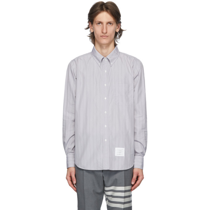 Photo: Thom Browne Grey Poplin Hairline Stripe Shirt