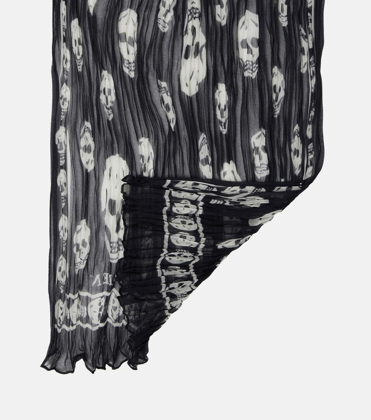 McQueen Skull pleated silk scarf