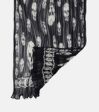 McQueen Skull pleated silk scarf