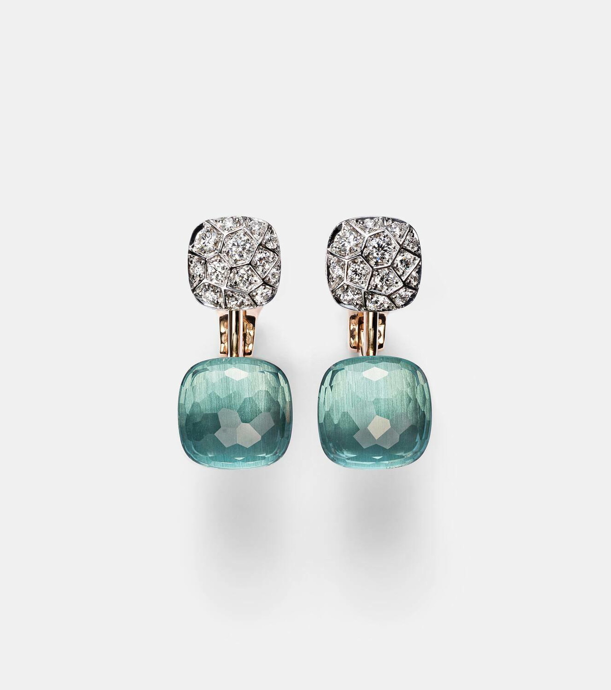 Pomellato Nudo 18kt rose and white gold earrings with topaz and diamonds