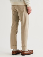 Agnona - Slim-Fit Stretch Cotton and Cashmere-Blend Twill Trousers - Neutrals
