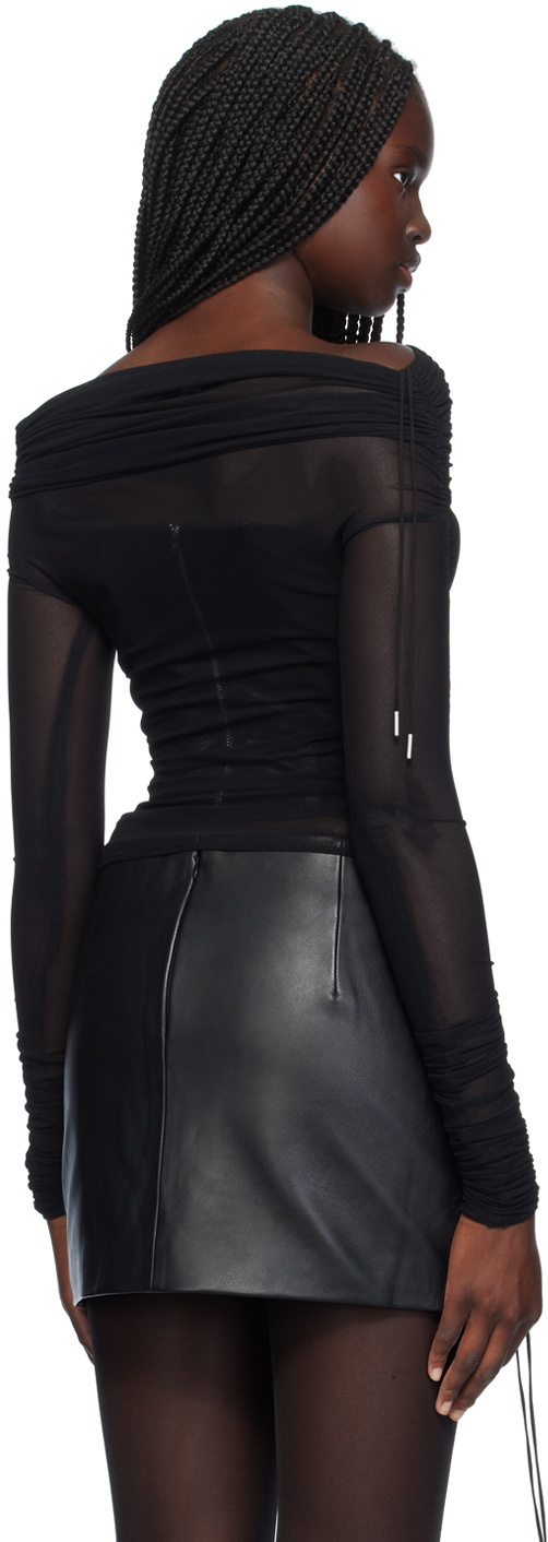 Atlein SSENSE Exclusive Black Off-The-Shoulder Long Sleeve T-Shirt