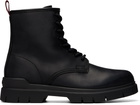 Hugo Black Lace-Up Zip Army Boots