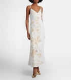 Là Fuori Ivory Garden embellished caped gown