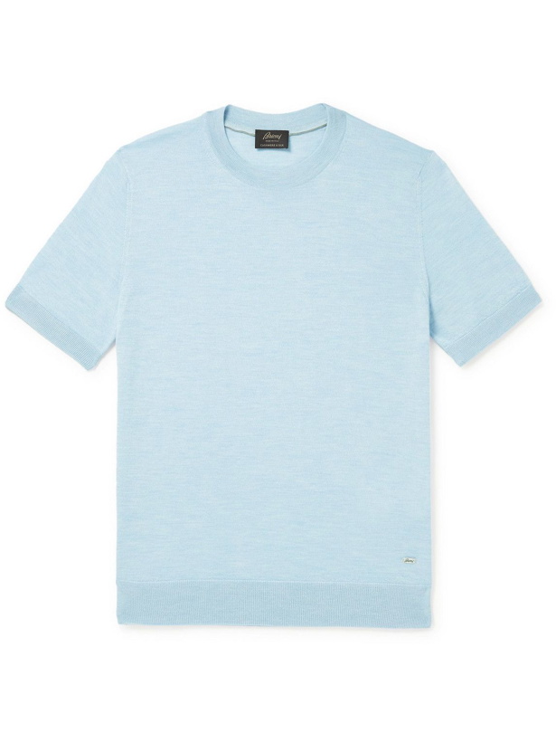 Photo: Brioni - Cashmere and Silk-Blend T-Shirt - Blue
