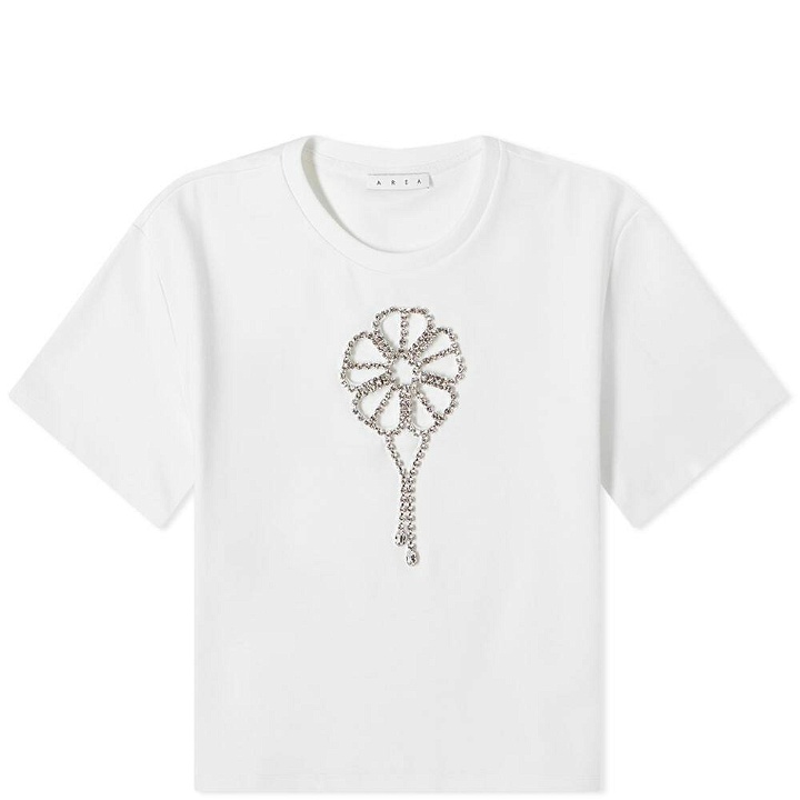 Photo: AREA NYC Women's Crystal Flower Relaxed T-Shirt in White