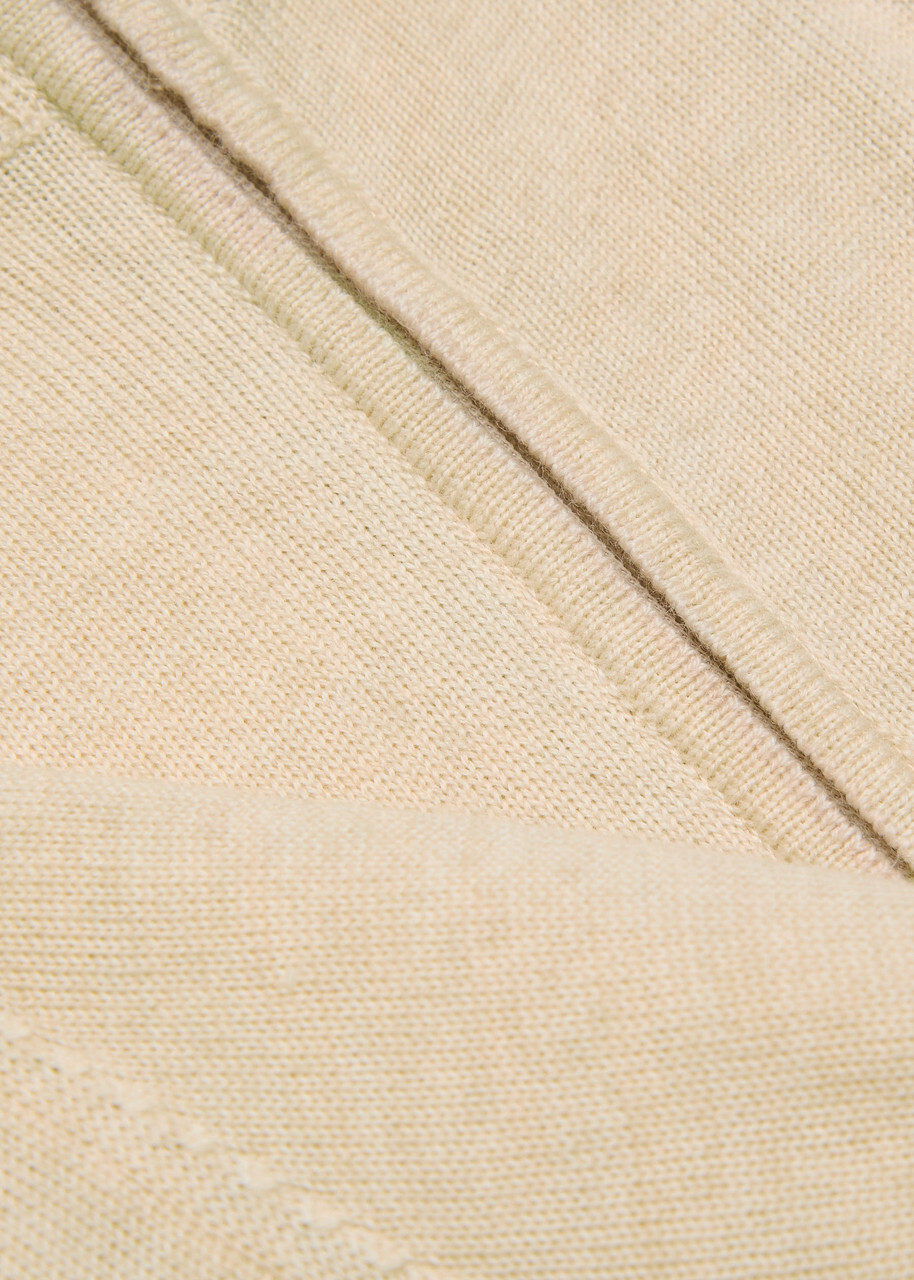Aurélien Full zip Knit Merino Wool Jumper Light Brown