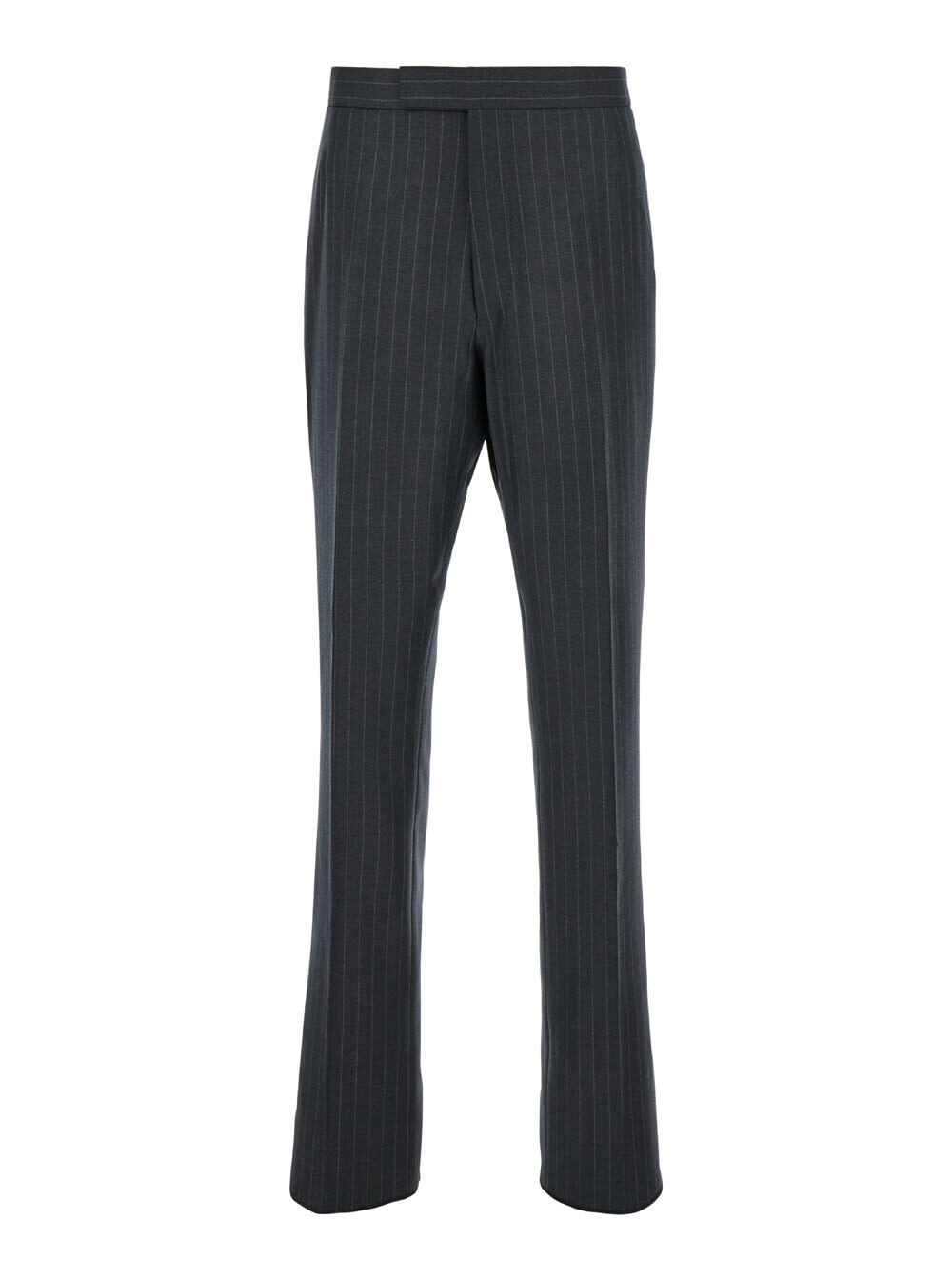 Thom Browne Grey Pinstripe Pants With Concealed Closure In Wool Man