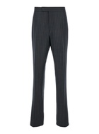 Thom Browne Grey Pinstripe Pants With Concealed Closure In Wool Man