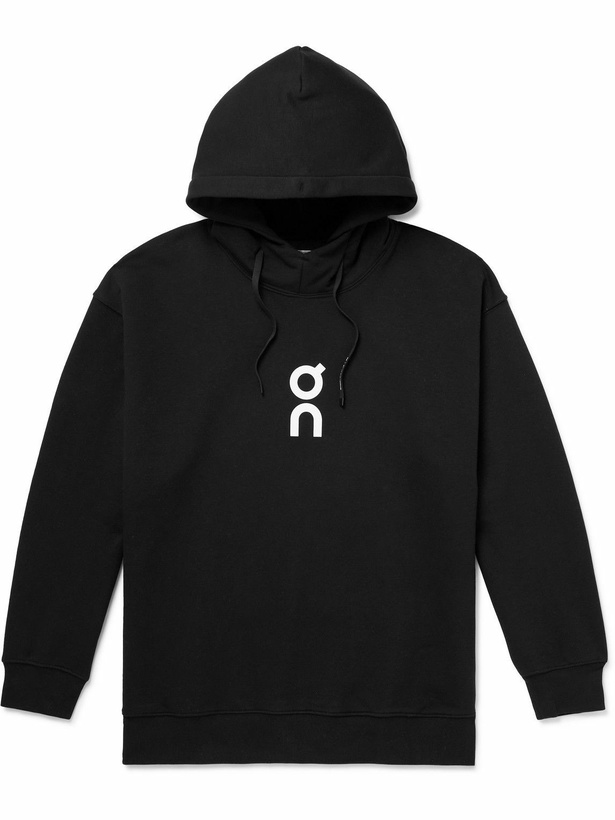 Photo: ON - Club Tennis Logo-Print Cotton-Blend Jersey Hoodie - Black