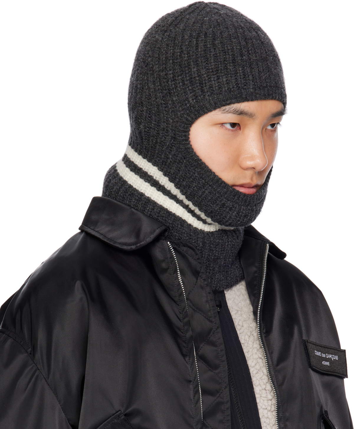 Comme des Garçons Homme Gray Lambswool Balaclava