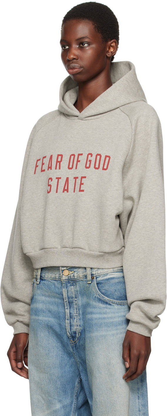 Fear of God ESSENTIALS Gray Cropped Hoodie Fear Of God Essentials