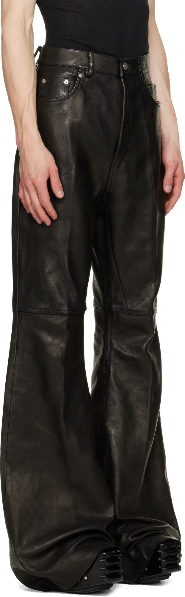 Rick Owens Black Tower Bolan Bootcut Leather Pants