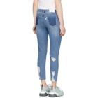 SJYP Blue Unbalanced Hem Straight-Leg Jeans