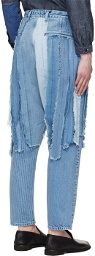 FDMTL Blue Obi-Strip Jeans