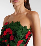 Oscar de la Renta Floral strapless lace gown