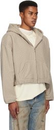 ERL Beige Plaid Padded Hooded Jacket