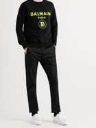 BALMAIN - Slim-Fit Logo-Flocked Cotton-Jersey Sweatshirt - Black - S