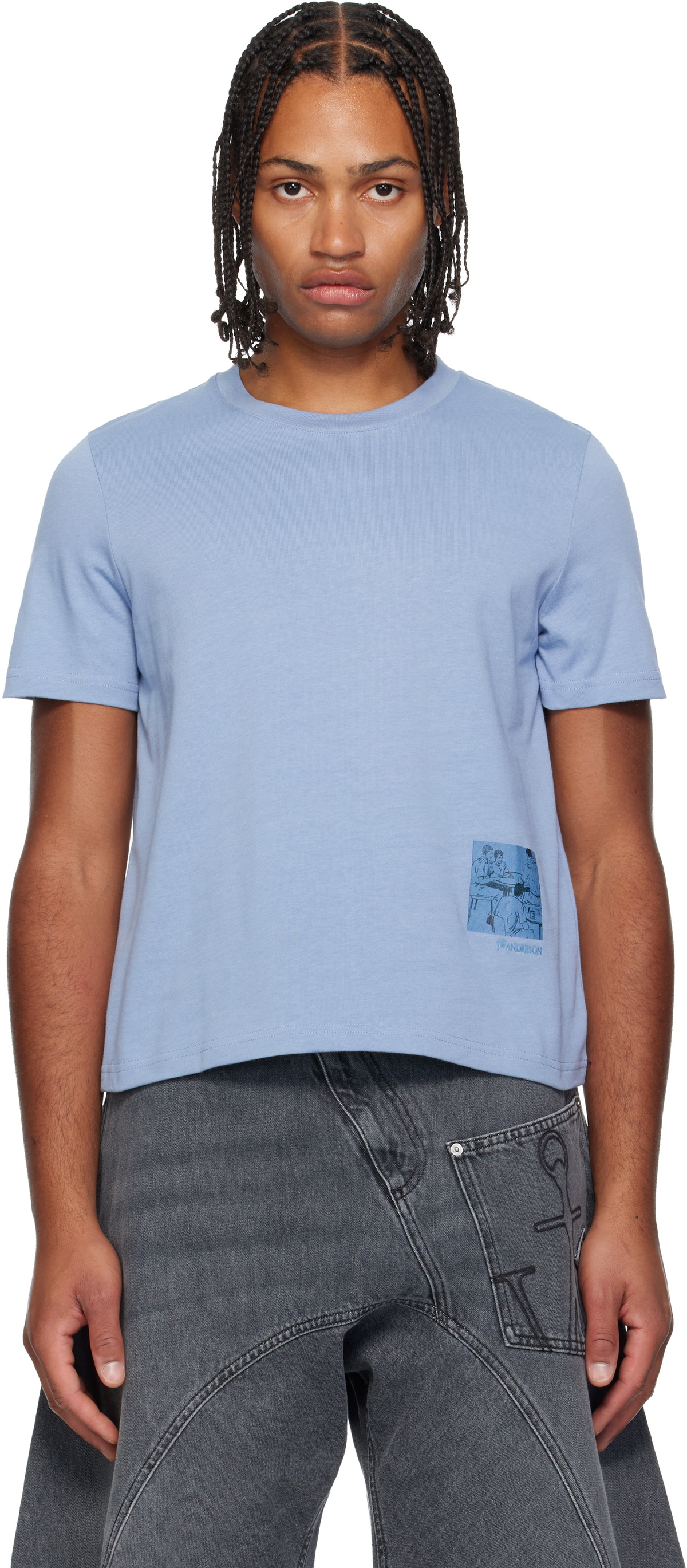 JW Anderson Black Oversized Printed Face T-Shirt JW Anderson