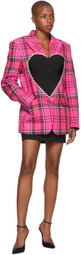 AREA Pink Check Heart Cut-Out Blazer