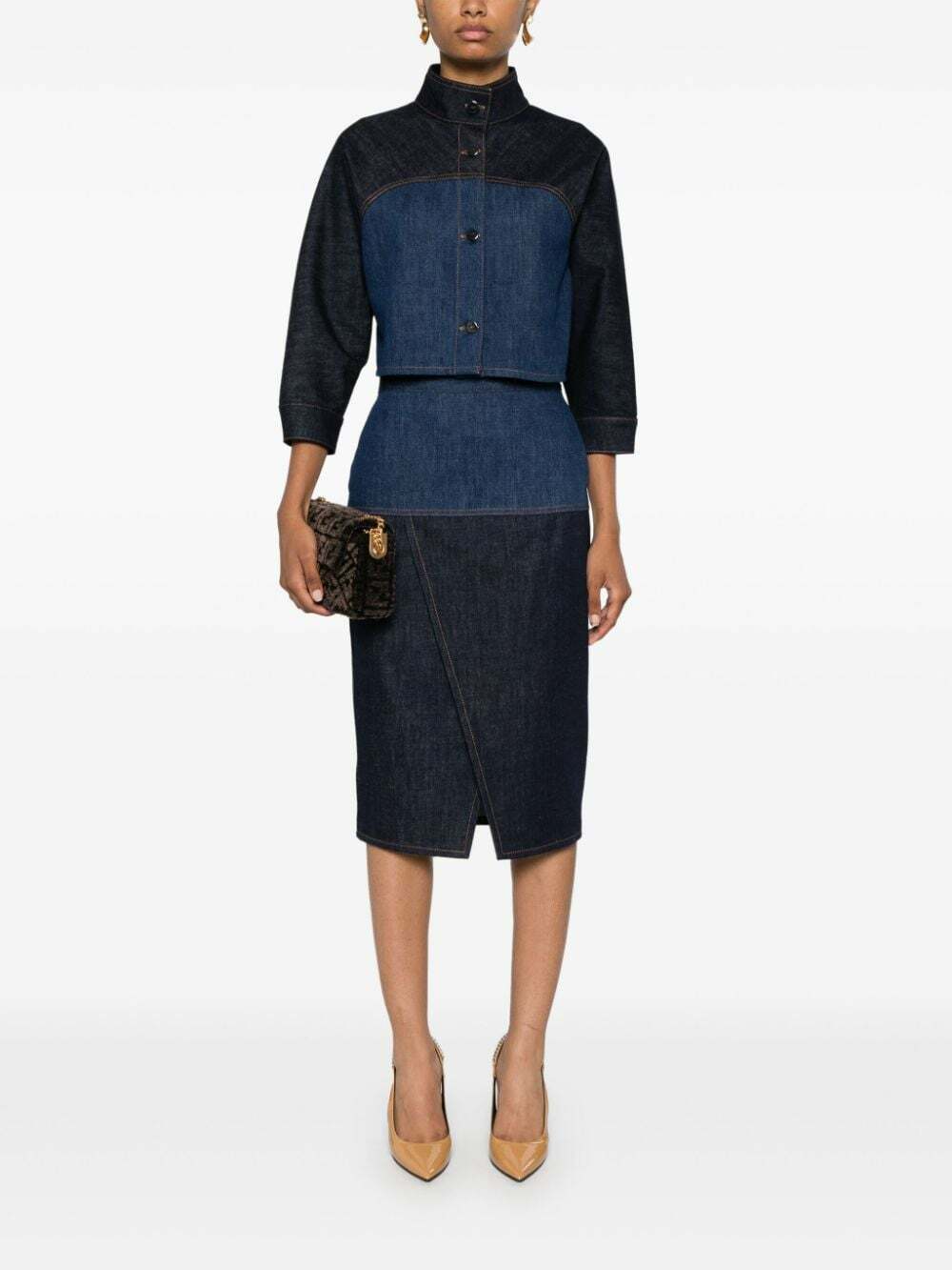 Fendi Multicolor Silk Midi Skirt
