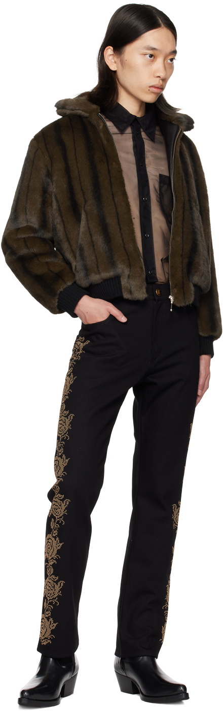 Ernest W. Baker Brown Harrington Faux-Fur Jacket Ernest W. Baker