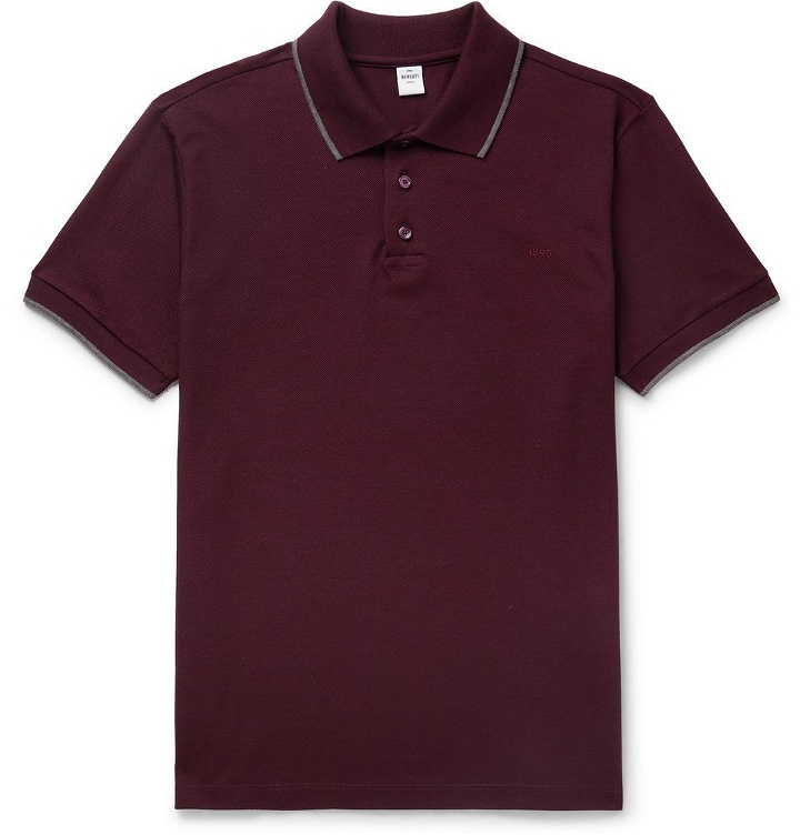 Photo: Berluti - Slim-Fit Contrast-Tipped Cotton-Piqué Polo Shirt - Burgundy