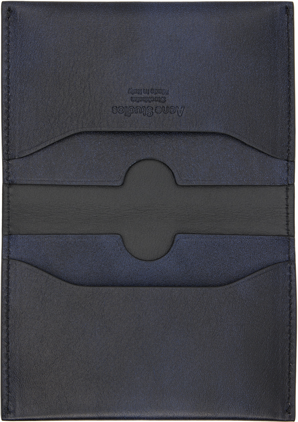 Acne Studios Navy Folded Leather Card Holder