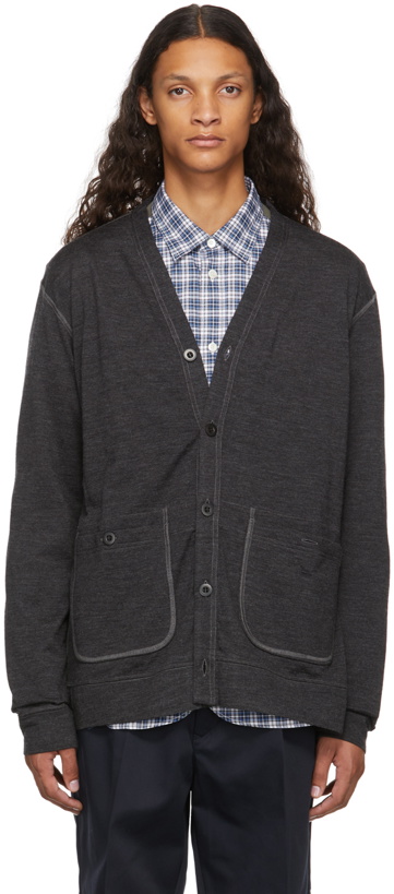 Photo: Junya Watanabe Grey Wool Elbow Patch Cardigan