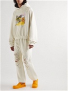 Liberal Youth Ministry - Tapered Crystal-Embellished Distressed Cotton-Jersey Sweatpants - Neutrals