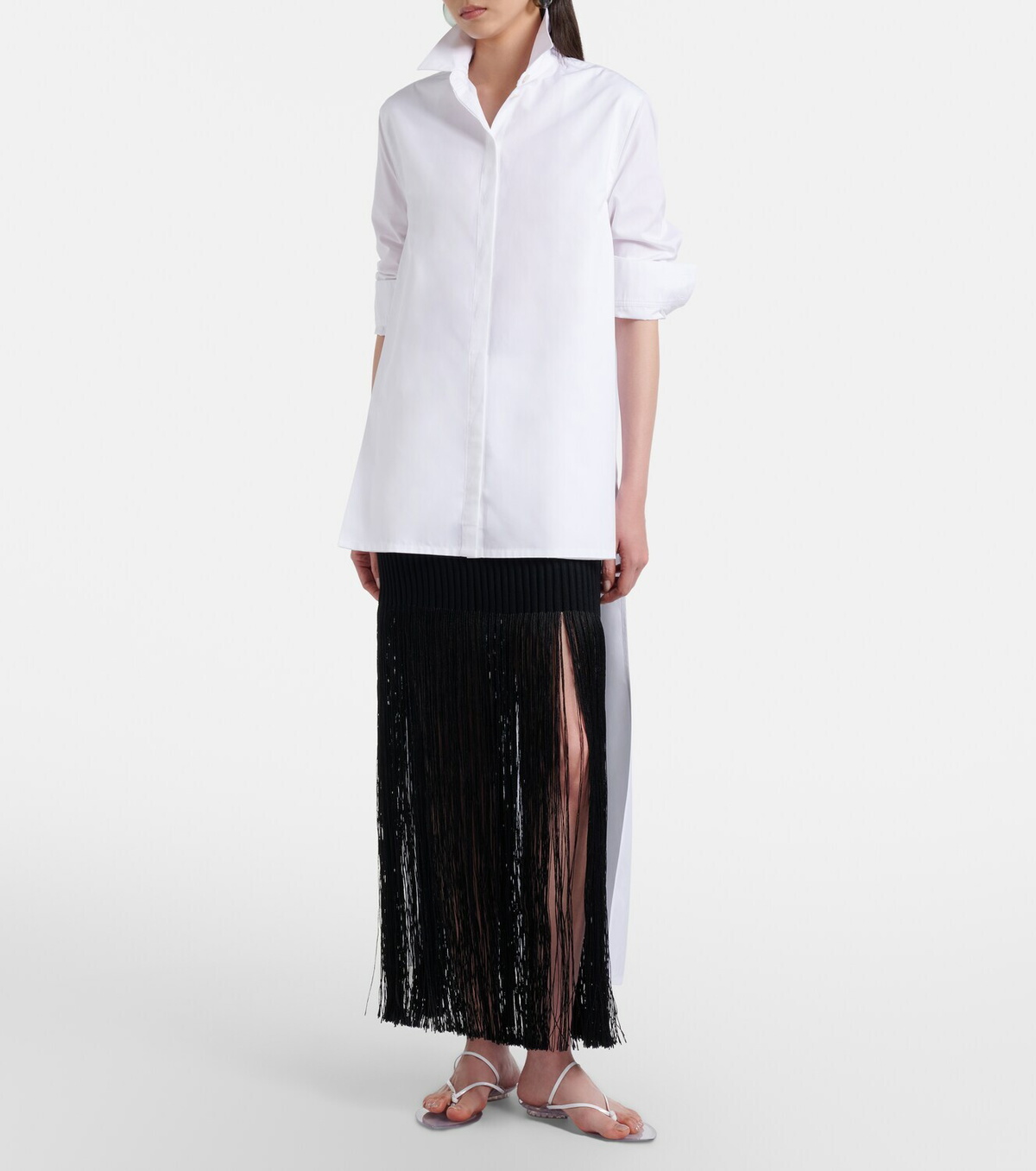 Alaïa Fringed ribbed-knit skirt