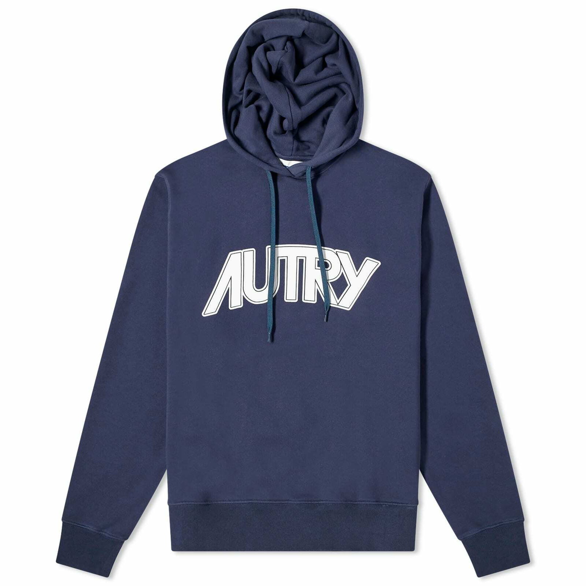 Autry Men's Chest Logo Popover Hoody in Blue
