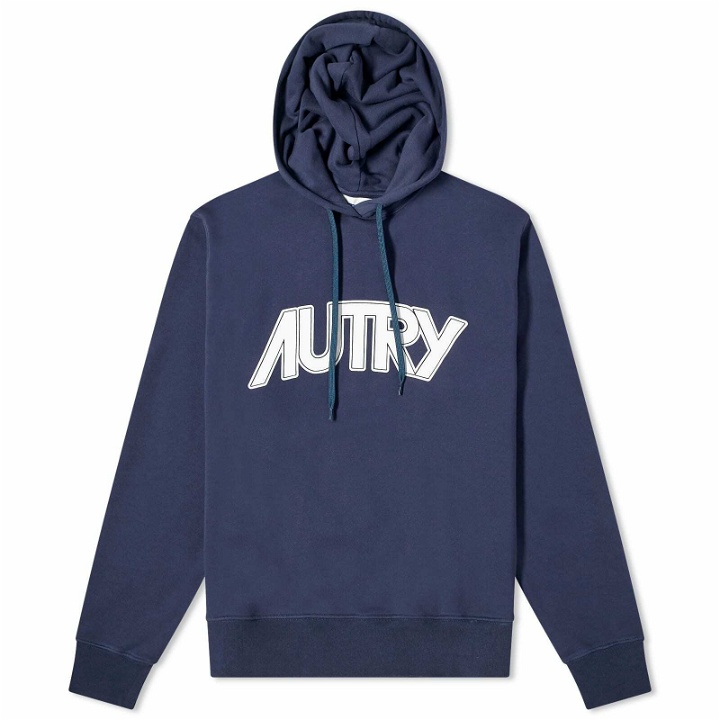 Photo: Autry Men's Chest Logo Popover Hoody in Blue
