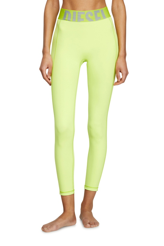 Photo: Diesel Microfibre leggings with cut-off logo - Pants Womens in Green