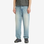 Pop Trading Company Men's Arch Pocket Loose Denim Jeans in Washed Denim