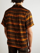 Wales Bonner - Camp-Collar Logo-Embroidered Printed Satin Shirt - Orange