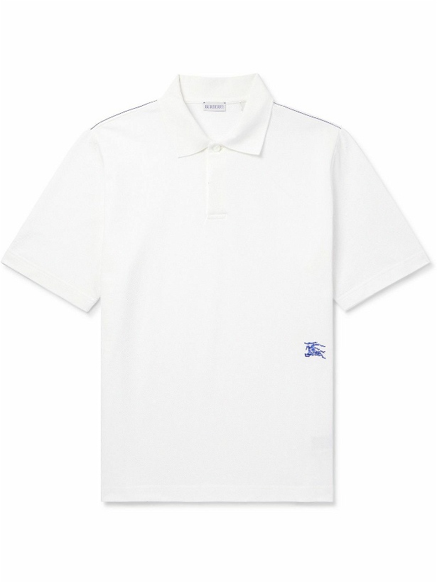 Photo: Burberry - Logo-Embroidered Cotton-Piqué Polo Shirt - White