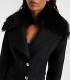 Blumarine Fur-trimmed wool-blend jacket