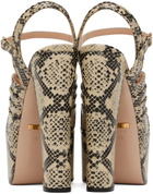 Gucci Beige & Brown Python Platform Heeled Sandals