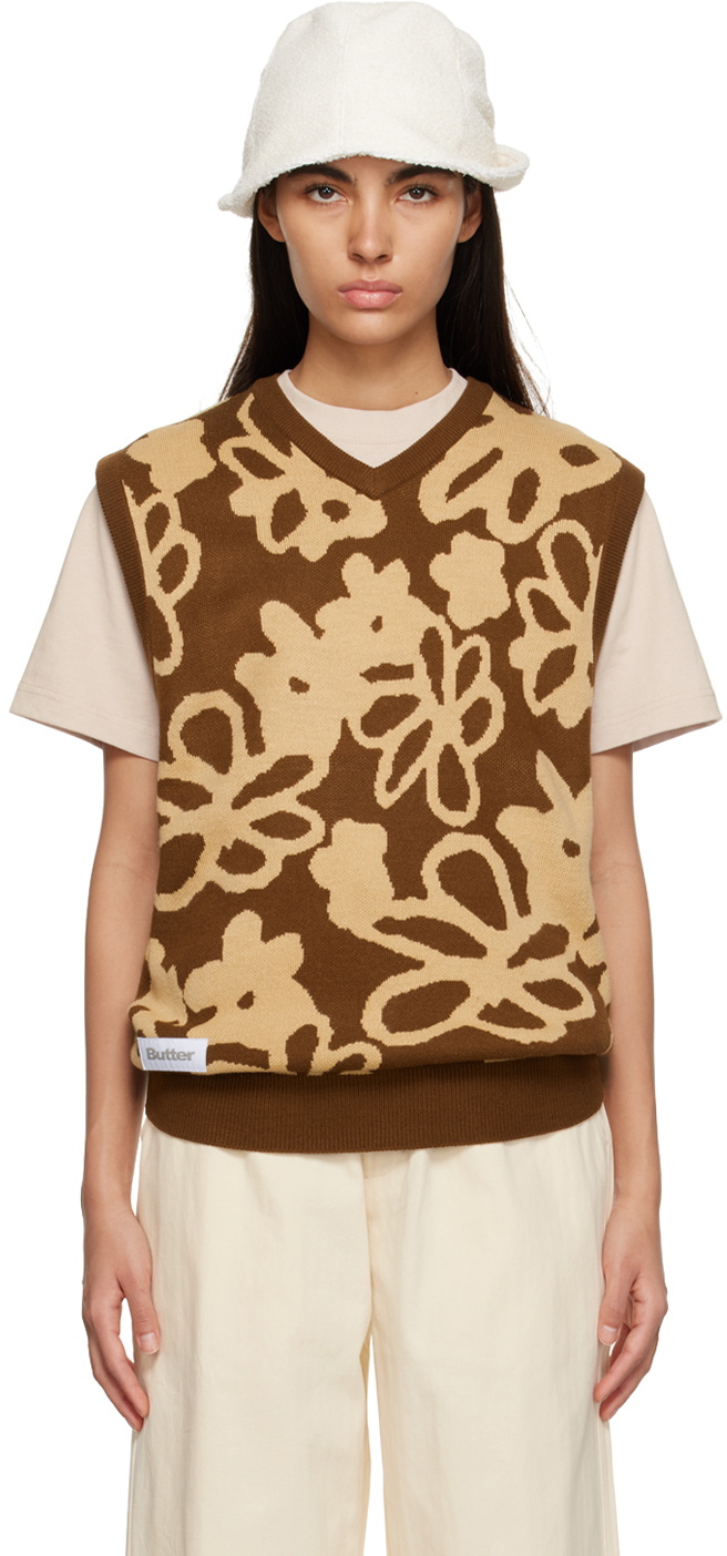 【BUTTER GOODS】 Flowers Knit Vest : Brown Flowers Knit Vest – Butter Goods