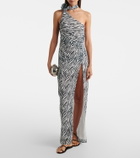 Bananhot Louise zebra-print one-shoulder maxi dress